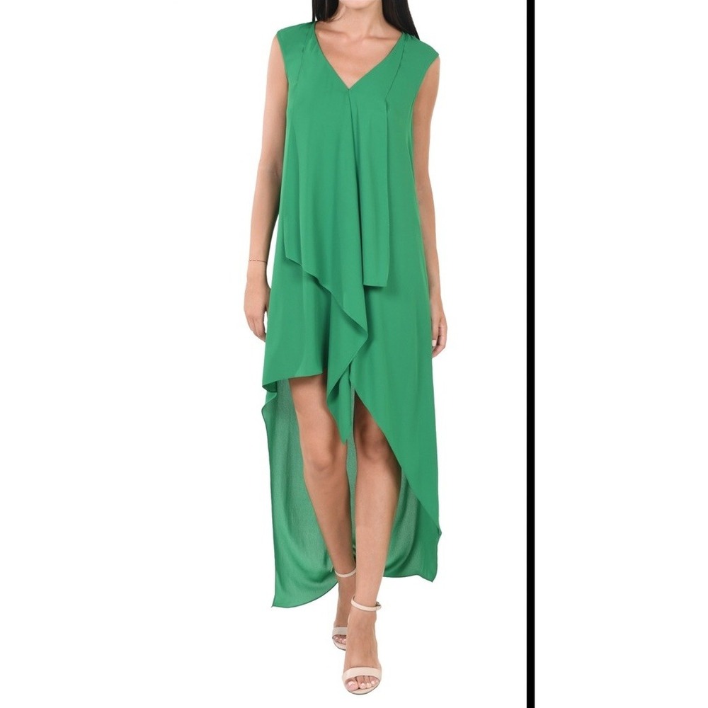 BCBG Max‎ Azria Kelly Green  B Neck ruffled tiered Women's Evening Dress Size XS